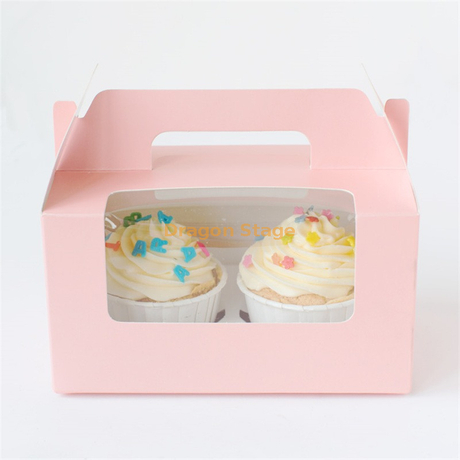 Logotipo personalizado OEM PRAUTA PRIMEIRA DE CAPELA BRANDO PAPEL Caixas de bolo de casamento de aniversário Caixa de bolo de copo de presente com janela clara