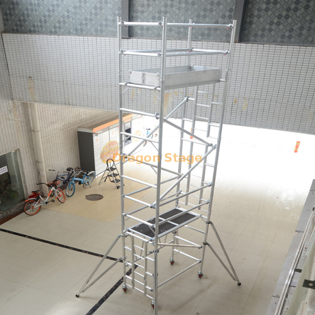 Andaime de escada de alumínio móvel de largura única para construção de andaimes usados