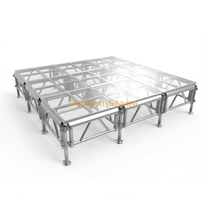 Plataforma de palco de casamento transparente de alumínio ao ar livre plataforma de palco de vidro acrílico pódio catwork plataforma de palco de vidro 3.66x3.66m
