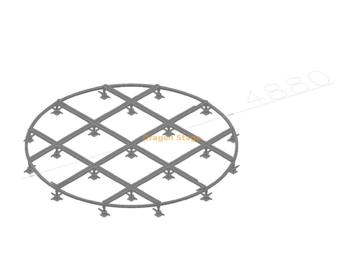 Plataforma redonda portátil de 4,88 m | Estágio móvel de liga de alumínio de montagem rápida (altura ajustável)