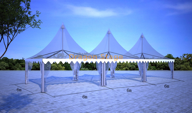Tenda Pagode de Alumínio 6x12m | Tenda Modular para Eventos com Telhado de PVC (2 × 6 × 6m Combinado)