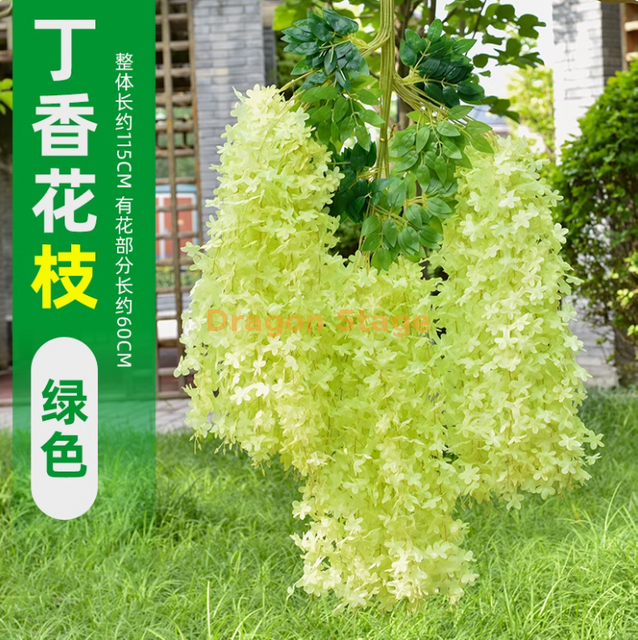 Flores de Wisteria simuladas Tofu Pudding String Violetas Violetas de teto falso Casamento interno Decoração verde New Wisteria lilás Flores - Verde 6