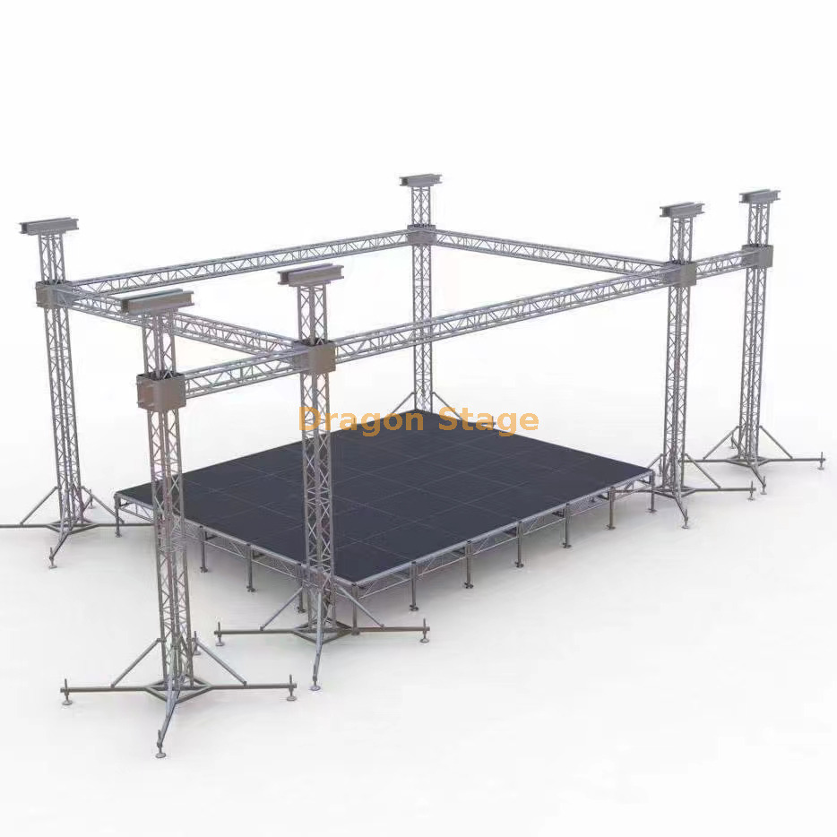 Configuração do palco de música ao vivo interno TRUSS Stage 6x6x6m com treliça de linhas 2m