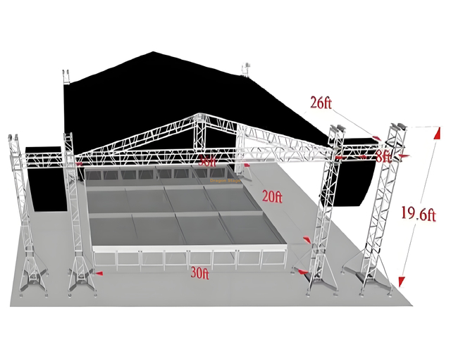 Sistema de telhado de treliça ao ar livre 11x8x6m