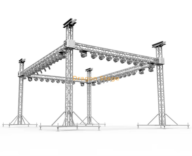Cabine de exposição de treliça de alumínio para sistema de iluminação portátil móvel 6x6x5m para DJ