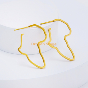 Hoop de declaração atacadista exagerada personaliza aço inoxidável Mulheres duplas Congo 11 cm menina africana ouro África Brincos de mapa