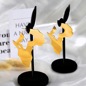 Jóias de brindes de grandes dimensões africanos de aço inoxidável de aço inoxidável Brincos de mapa de mapa África Africa