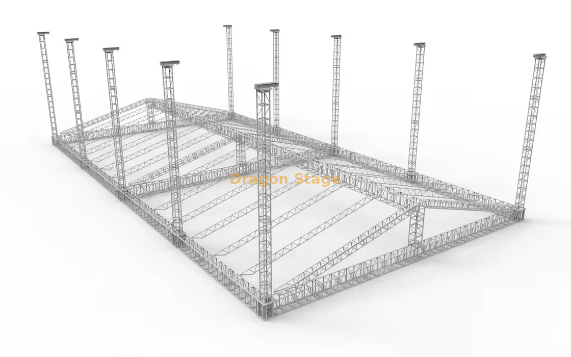 Sistema de treliça de suporte de solo de alumínio para telhado modular de 20mx36x9m (9m de altura)