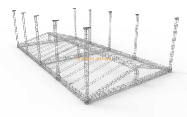 Sistema de treliça de suporte de solo de alumínio para telhado modular de 20mx36x9m (9m de altura)