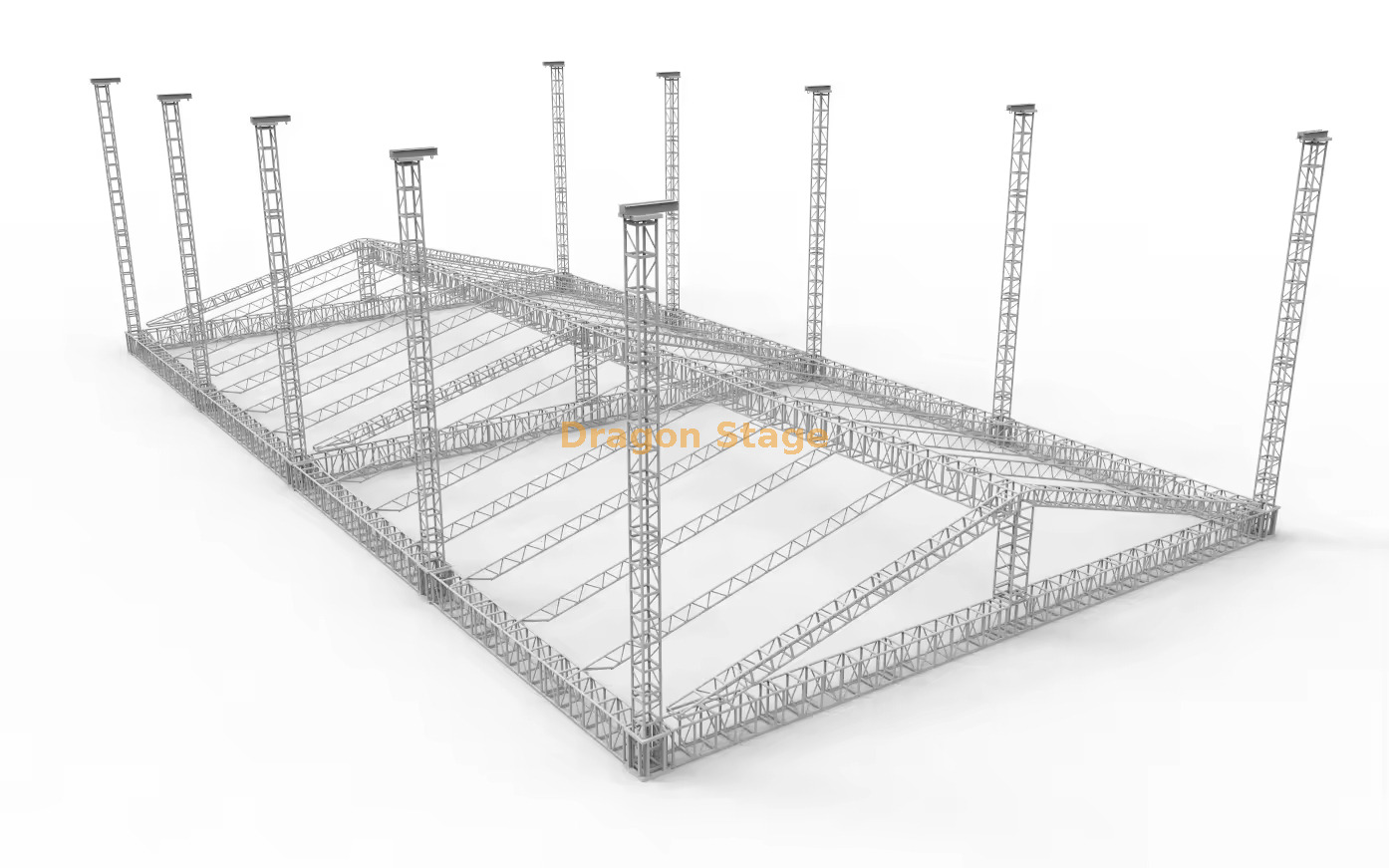 Sistema de treliça de suporte de solo de alumínio para telhado modular de 20mx36x9m (9m de altura)