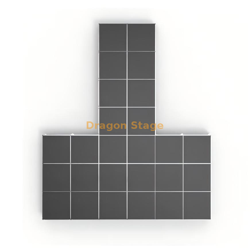 Kit de palco port&aacute;til em forma de T de 7,32m x 3,66m