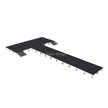 Palco profissional de alumínio em forma de T de 15,8x8,54m | Passarela da moda extra longa com altura ajustável de 0,6 a 1 m