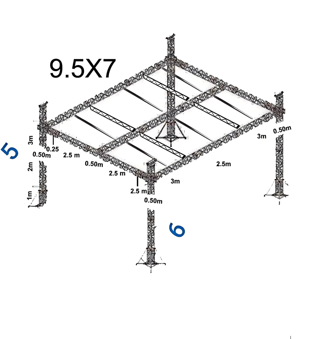 Trels de telhado plano e fácil de 9,5x7m