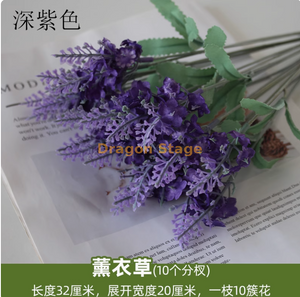 Buquê de simulação de hacintos de lavanda, flores falsas de plástico, flores secas, calhas de flores rurais, lavanda roxa profunda