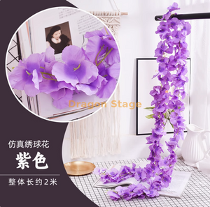 Grubuias de vidrazas simuladas Soldando a corda de flores internas do ar -condicionado Purple - um Di Ultra Dense Hydrangea Flower String 1