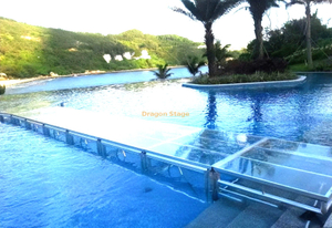 Piscina de concertos ao ar livre/piscina de dança Plataforma de palco transparente para hotel resort 19.52x19.52m 1.2-2m