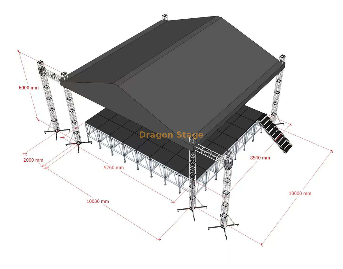 Trels de telhado de concerto ao ar livre 10x10x6m