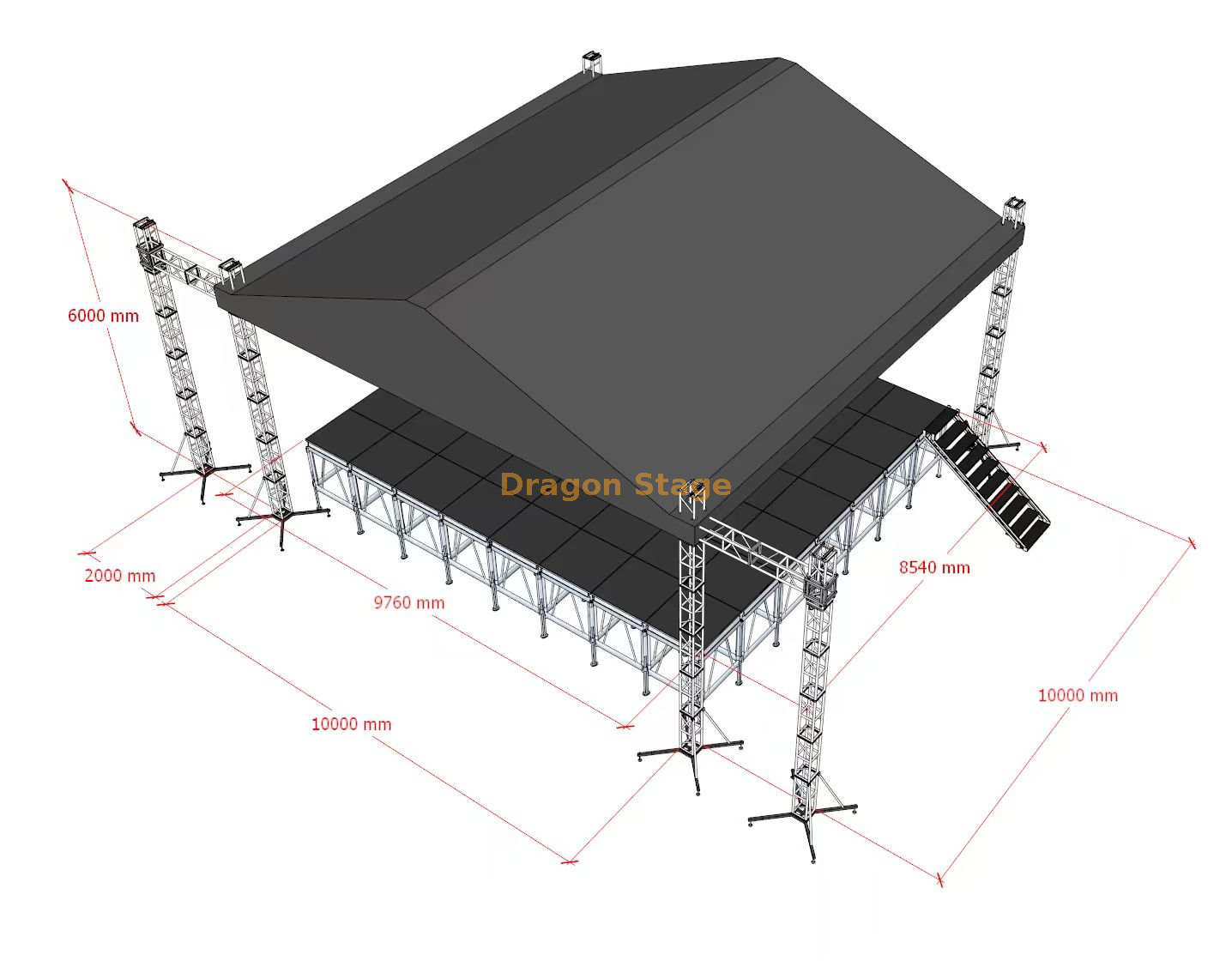 Trels de telhado de concerto ao ar livre 10x10x6m