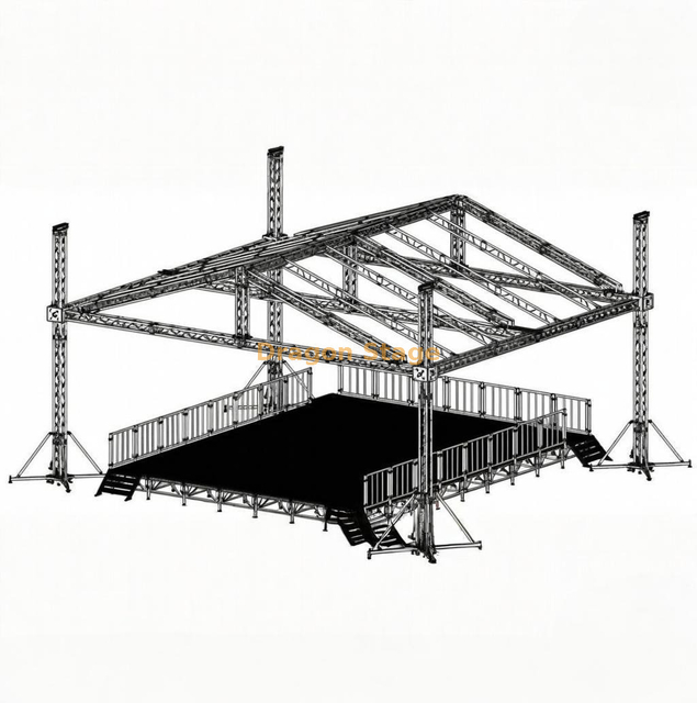 Estrutura de treliça da torre de teto inclinada Trelia de alumínio Trelia de treliça MPT Trelia de cobertura 12x12x7m.