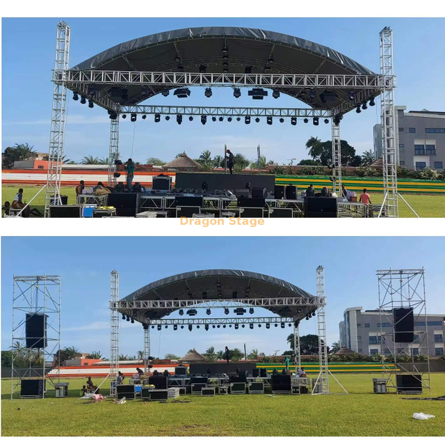 16x12x8m Sistema de treliça em estágio de cobertura curva