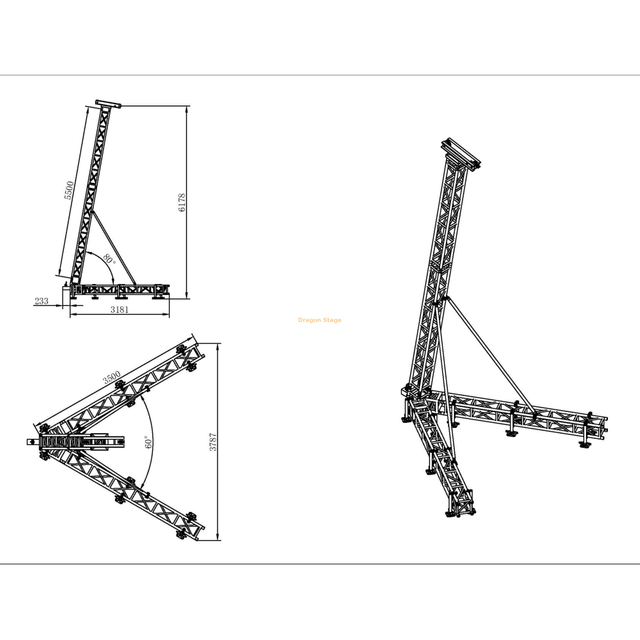 Torre de levantamento de som para serviço pesado 5,5m Desenho