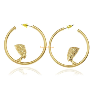 Jóias egípcias de alta qualidade Rainha Nefertiti Jóias de jóias de aço inoxidável Gold Gold Large African Earings for Women 2020