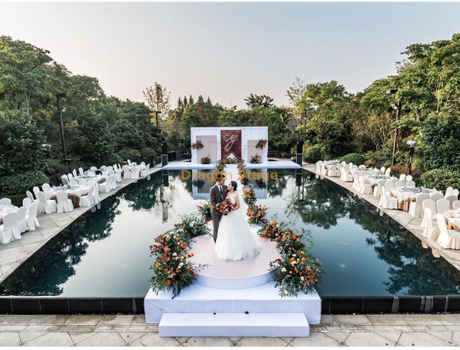 Palco de vidro de piscina transparente de alumínio para casamento