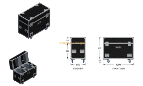 Flightcase de cabeça móvel de alumínio duro personalizado com estofamento anti-choque para 2 peças