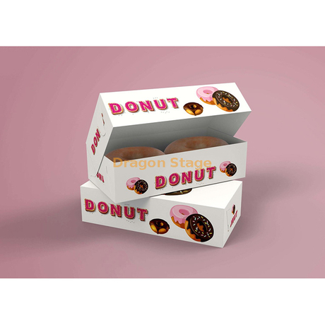 Personalizado impresso mini branco rosa papelão biodegradável único cupcake embalagens de alimentos donut caixas de papel com janela transparente