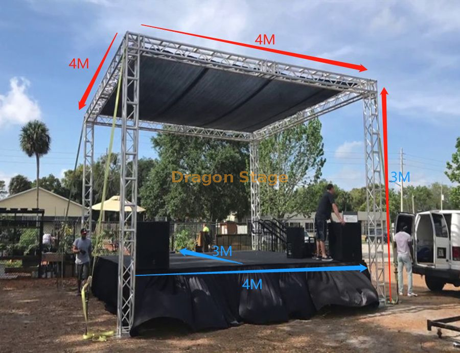 Palco portátil de alumínio para telhado de DJ 4x4x3m