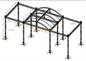 Fase de concertos ao ar livre quadrada com telhado de curva para venda 28x11x12m