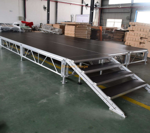 Palco portátil de alumínio quadrado personalizado 6x5m com 2 escadas
