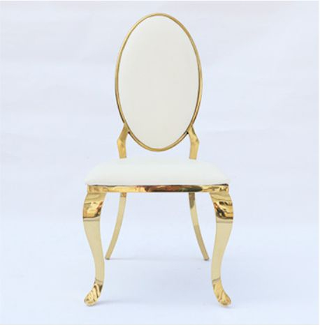 Cadeira de ovo de ganso de aço inoxidável de exportação transfronteiriça, cadeira de encosto de metal para banquetes de hotel, casamento, casamento, sala de jantar cadeira