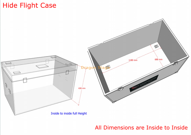 Flightcase oculta personalizada 1,2x0,7x0,65m
