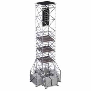 Torre suspensa Ringlock Line Array de 14 m de altura com 4 plataformas de trabalho, lastro e telhado à prova d'água