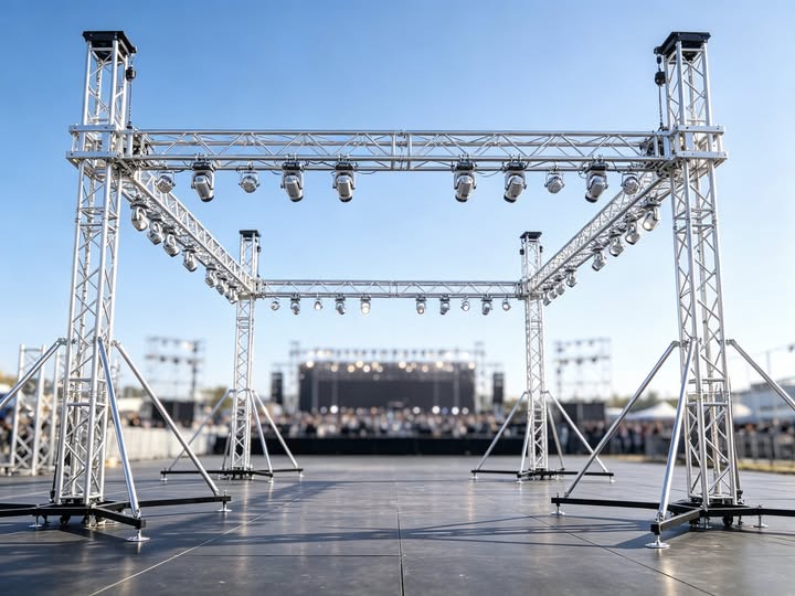 Sistema de treli&ccedil;a de ilumina&ccedil;&atilde;o de suporte de solo de alum&iacute;nio 8x6x3m com quatro torres.jpg