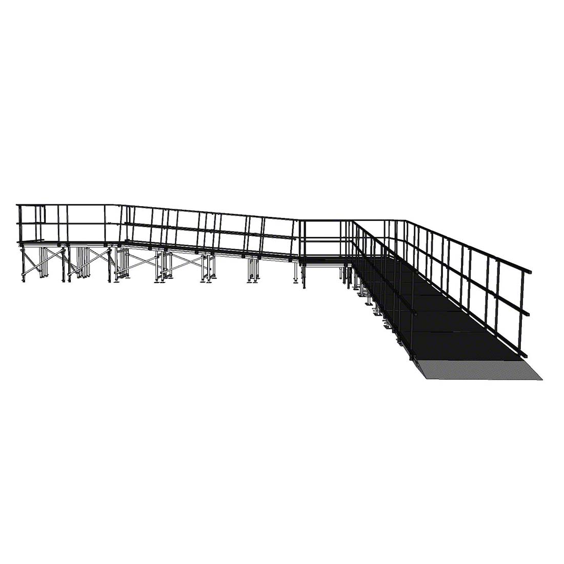 Rampa de palco modular de alum&iacute;nio de 90 graus de 9,82 x 10,71 m com aterrissagem.jpg