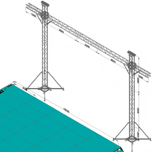 Cenário profissional de 11x7m e sistema de treliça de tela LED
