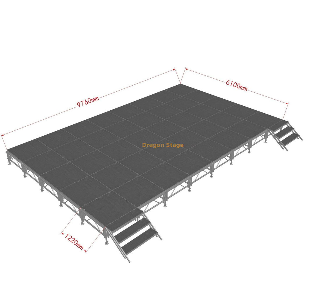 montantes portáteis modulares 9.76x6.1m das plataformas da fase de 1.22x1.22m