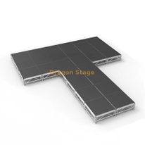 Kit de palco portátil em forma de T de 8,54x7,32m | Plataforma modular de alumínio com altura ajustável de 0,4 m a 0,8 m