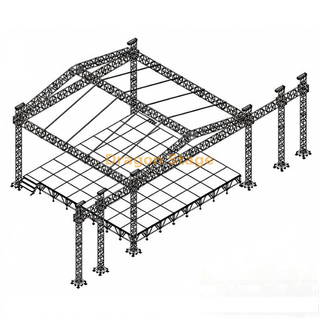 Sistema de treliça de palco de música ao vivo com iluminação e display LED 8x8x8m