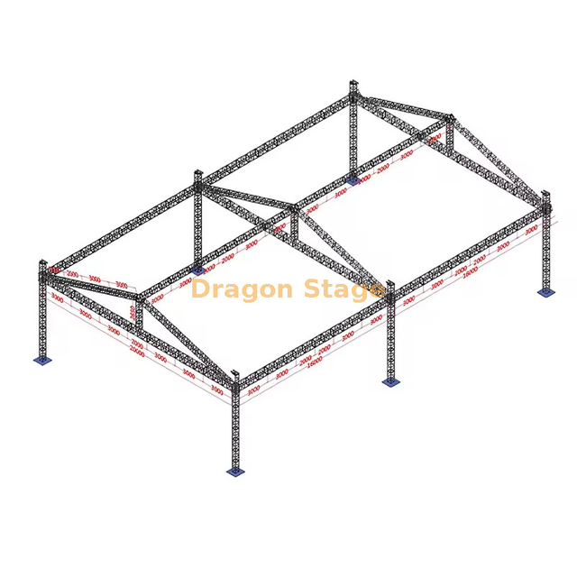 Sistema de treliça de telhado de pico extragrande 20x32x9m (9m de altura, treliça de espiga de alumínio)