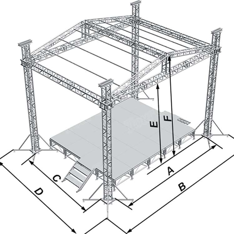 Sistema curvado de alumínio 6x5x6m do fardo da fase do telhado do triângulo 
