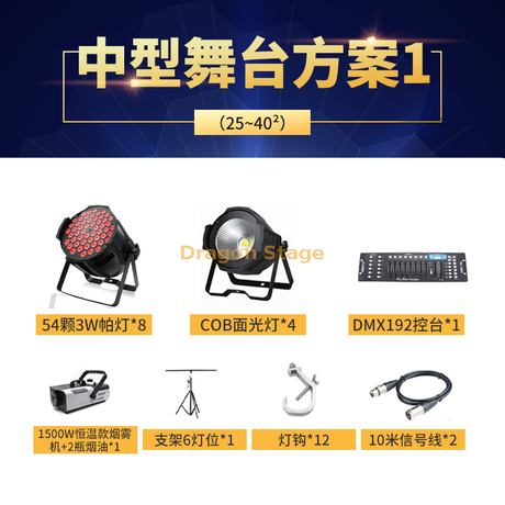 Solução de iluminação em estágio médio de 25-40 m² para eventos musicais ao ar livre