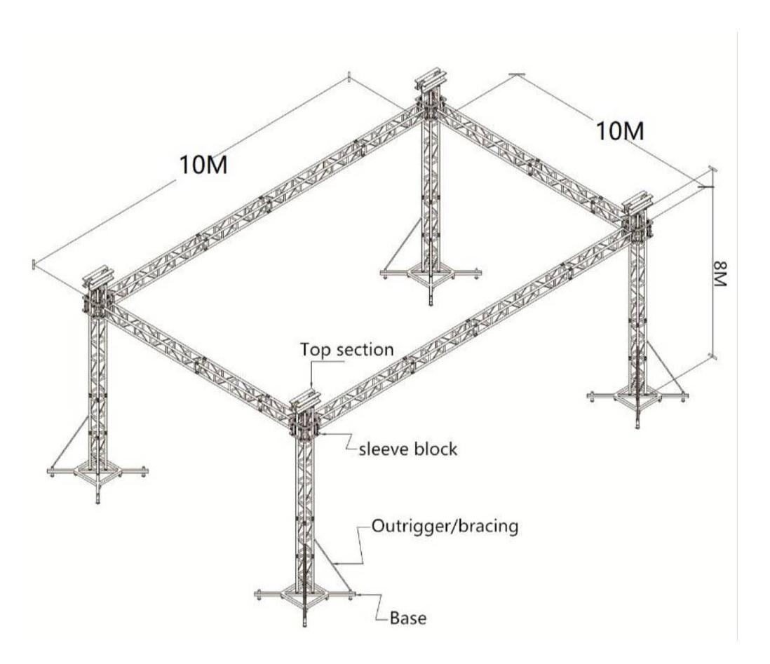 Sistemas de telhado de treliça de alumínio 10x10x8m