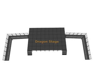 Sistema de palco de alumínio portátil profissional 10,98x7,32m com rampas ADA e 2 escadas e altura ajustável 0,8-1,2m