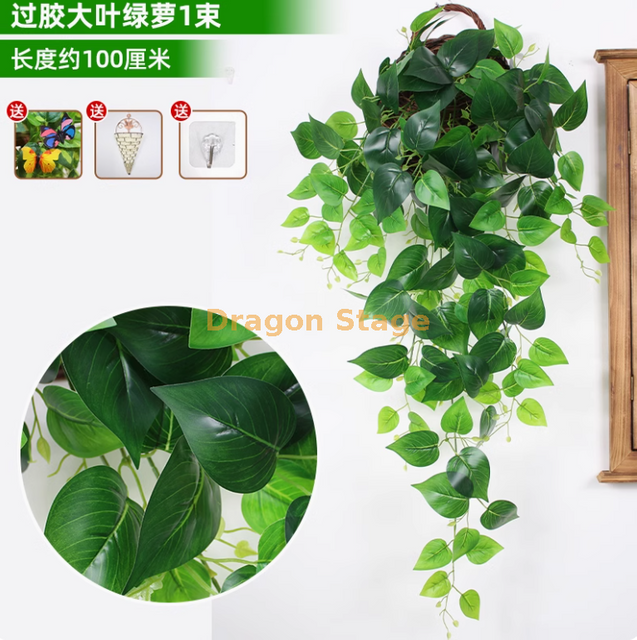 Orquídea de parede violeta simulada pendurada orquídea grande bordado de bordado de plástico flor artificial flor flor verde verde grande folha folha folha folha verde hera (incluída na cesta triangular)