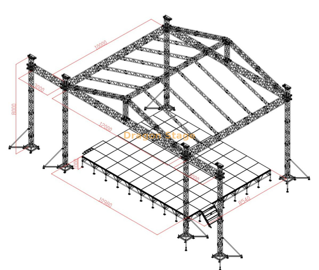Concert Silver Colunas Evento Treus / Silver Stand Event Truss com telhado 12x10x8m