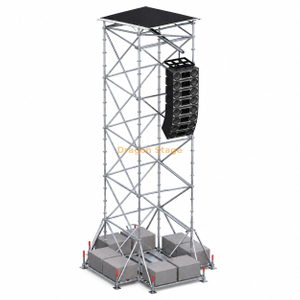 2x2x10m Ringlock Line Array Torre suspensa com telhado, lastro e plataforma de trabalho
