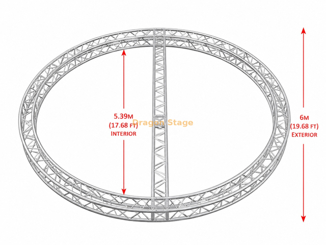 Anel de treliça de iluminação de alumínio circular personalizado de 6 m de diâmetro com feixe de suporte central